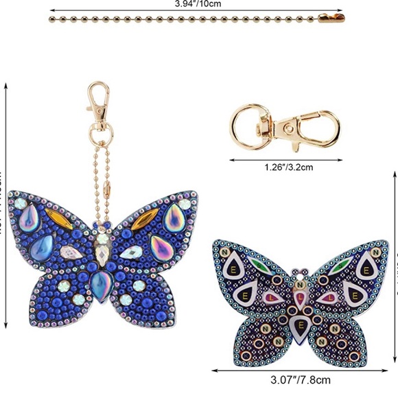 👀4/$25 DIY Diamond Painting Butterfly Keychain/Purse Charm Kit Complete - Picture 8 of 9